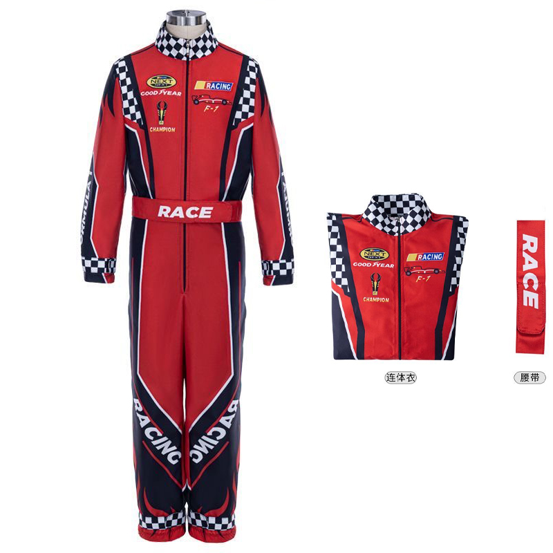 Anime Cosplay One Piece - 110-150 Maat Racer Cosplay Kostuum Rood