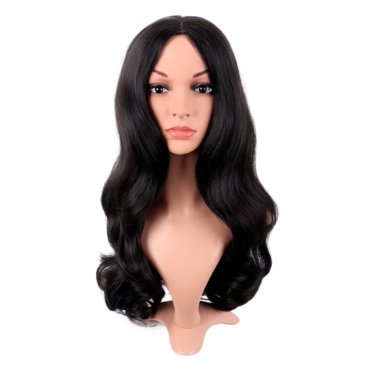 Anime Cosplay Long Black Hair - Lang krullend haar Middelste deel Cosplay