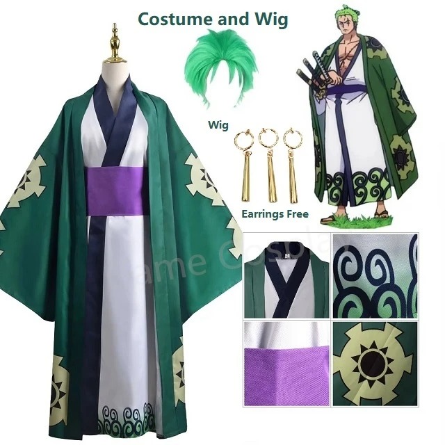 Anime Cosplay One Piece - Groene Roronoa Zoro Kimono Cosplay Anime