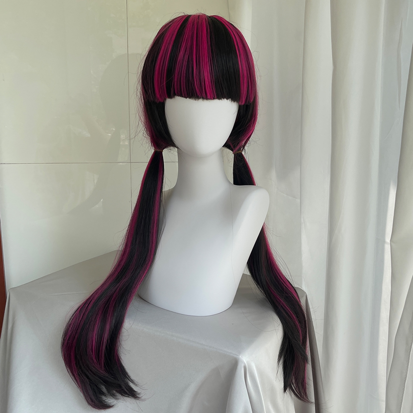 Anime Cosplay Long Black Hair - Hoge kwaliteit film Draculaura cosplay pruik