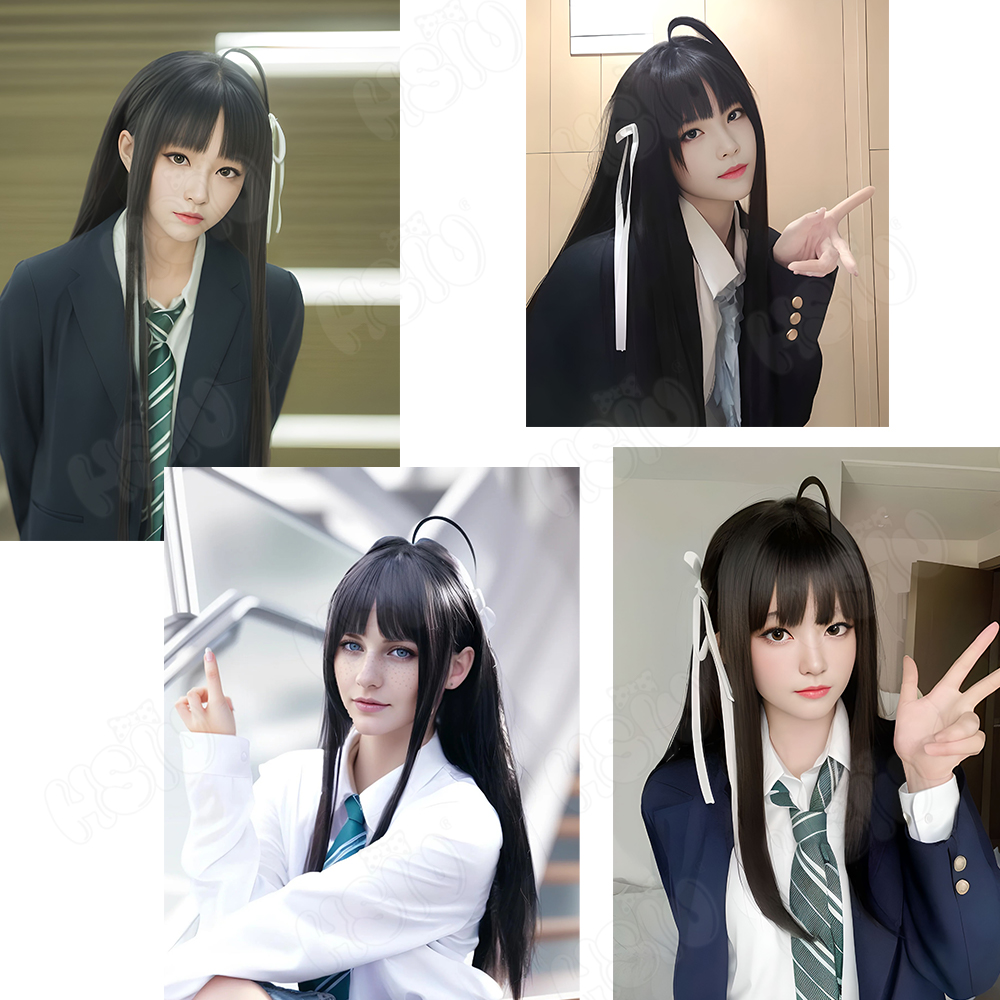 Awa Subaru Cosplay Pruik HSIU  - Anime Cosplay Long Black Hair recensie en prijs