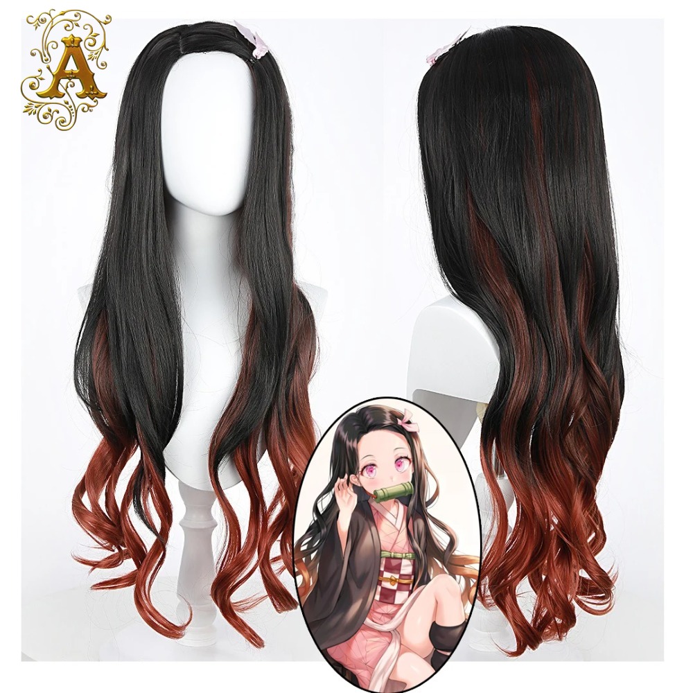 Zwart Donkerrood Kleurverloop  - Anime Cosplay Long Black Hair recensie en prijs