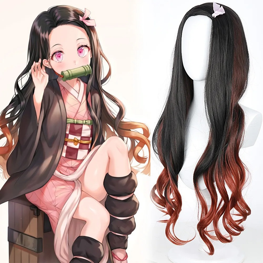 Zwart Donkerrood Kleurverloop  - Anime Cosplay Long Black Hair recensie en prijs