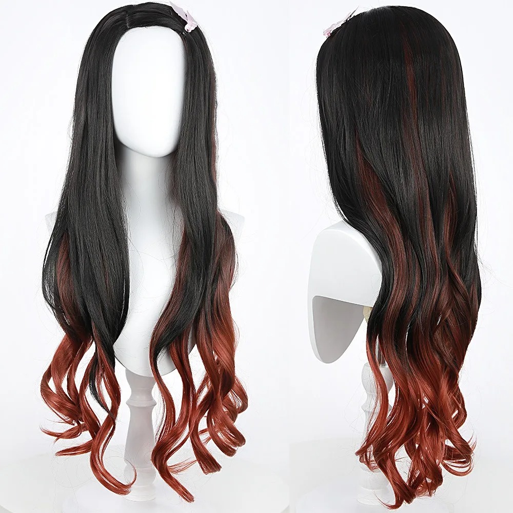 Zwart Donkerrood Kleurverloop  - Anime Cosplay Long Black Hair recensie en prijs