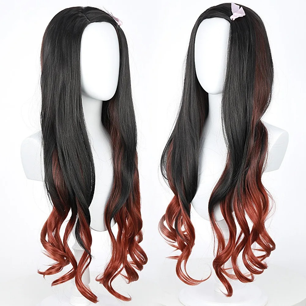 Zwart Donkerrood Kleurverloop  - Anime Cosplay Long Black Hair recensie en prijs